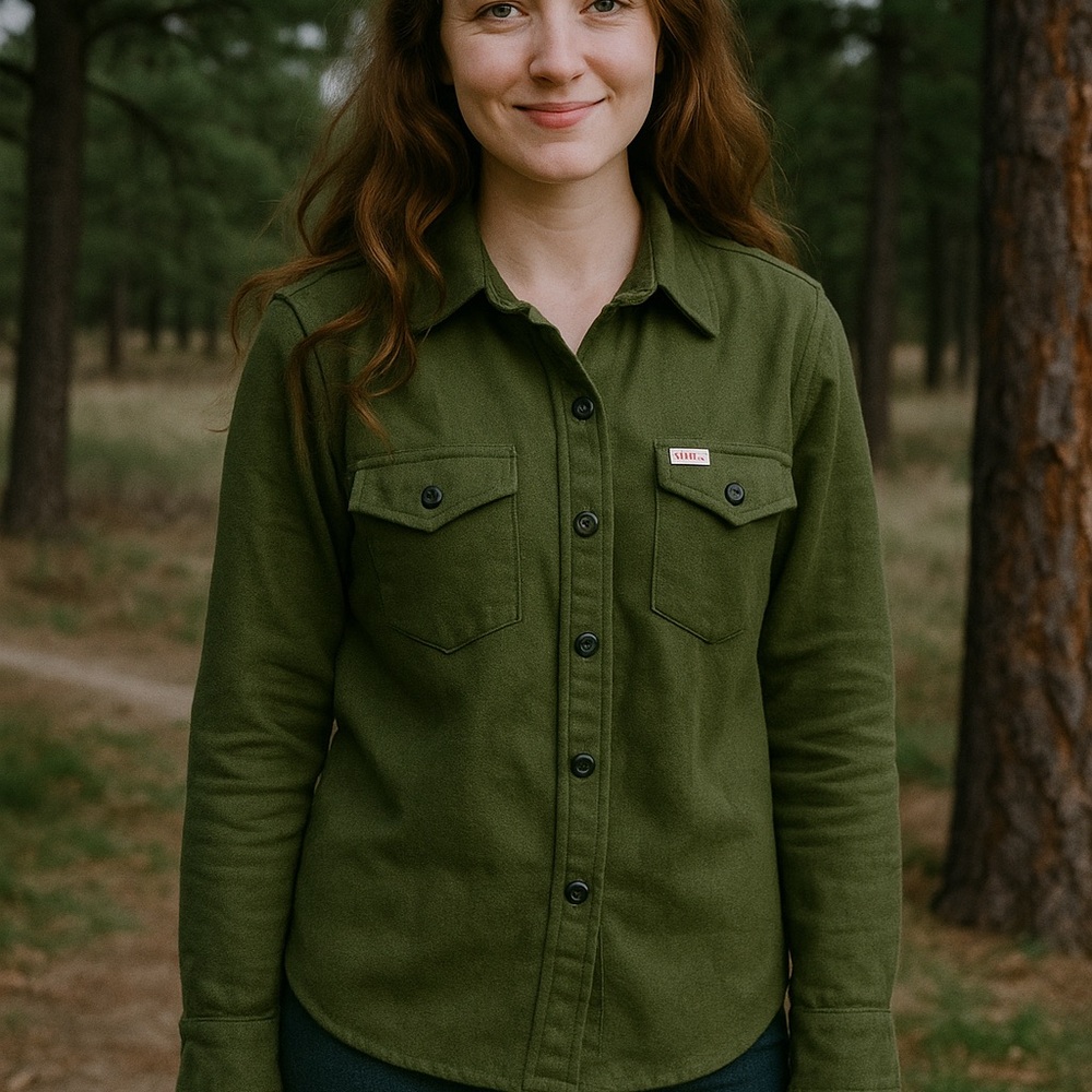 Topo Designs Olive Green Button-Up Shirt size S